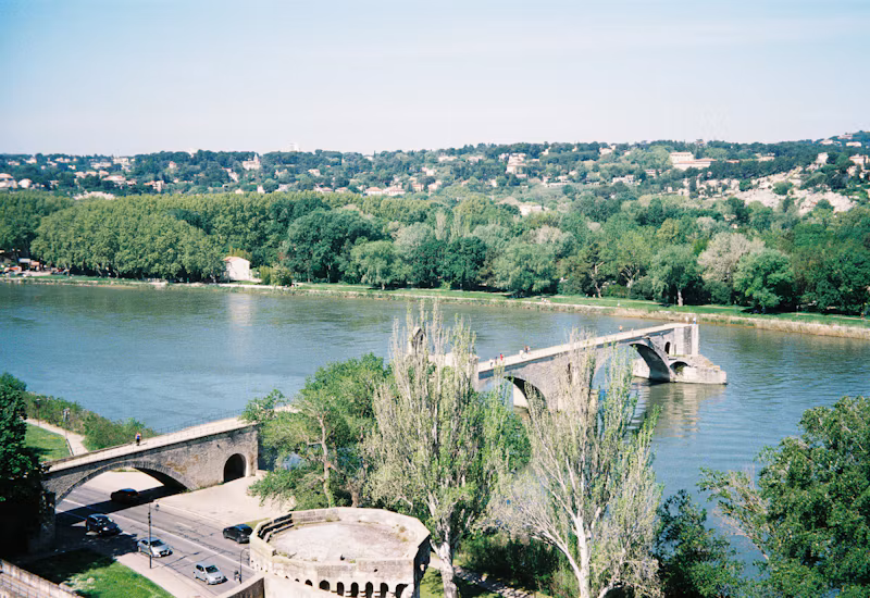 The Pont d'Avignon reaching into the Rhône